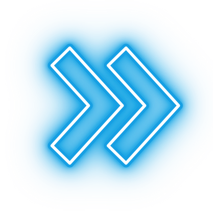 Neon blue double arrow icon